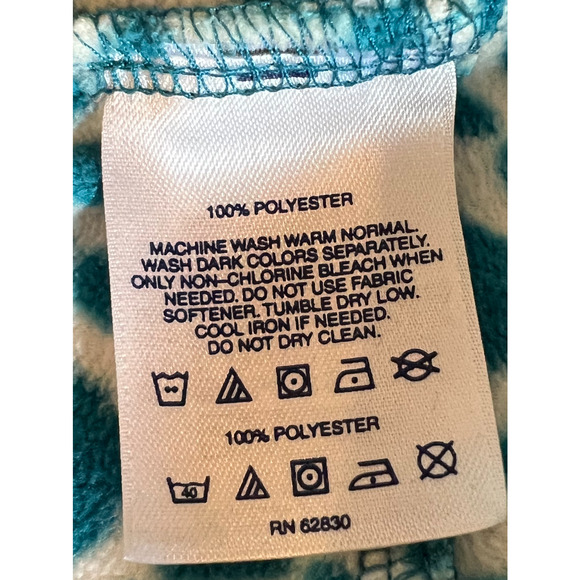 Lands End Fleece Pullover Womens Size L Blue White Diamond 1/4 Zip Long Sleeve - Picture 7 of 8